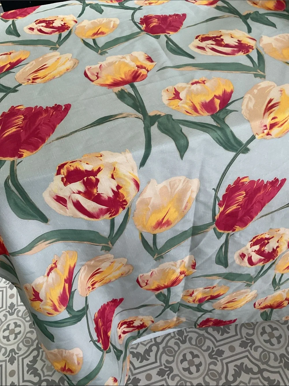 Waverly shower curtain. Big Tulips.